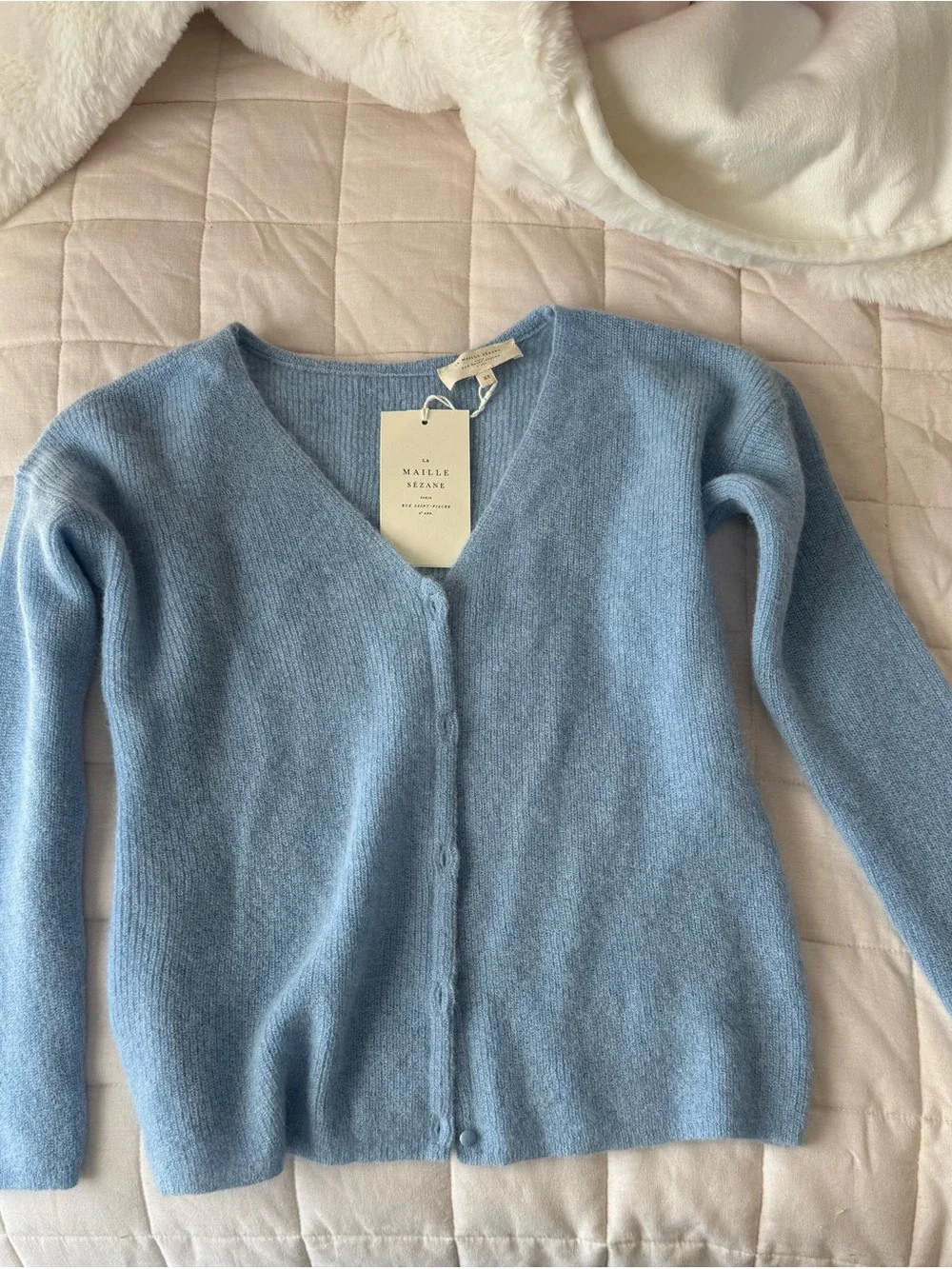 Sezane NWT Sky Blue Barry Mohair Cardigan - Picture 1 of 8